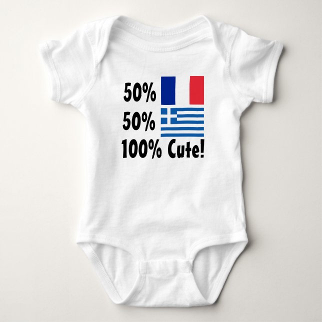 50% French 50% Greek 100% Cute Baby Bodysuit (Front)