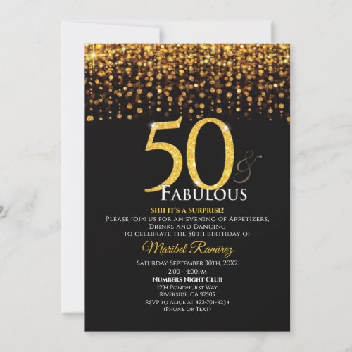 50 Gold Anniversary Fabulous invitation