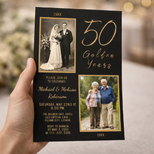 50 Golden Years 50th Wedding Anniversary Gold Invitation