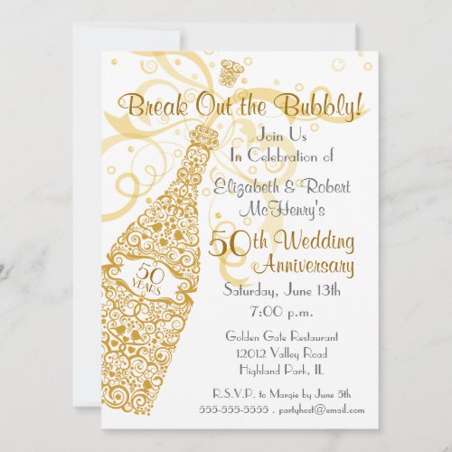 50 Golden Years Champagne Celebration Personalized Invite