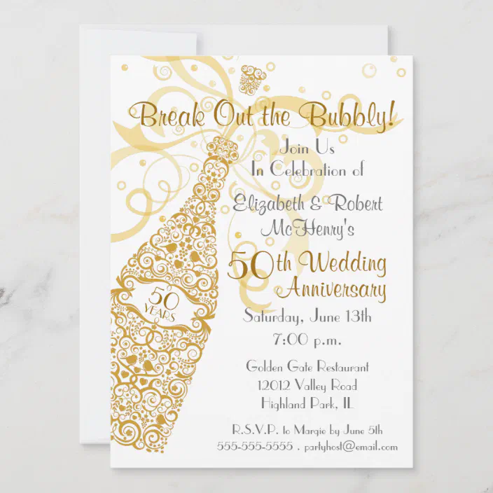 50 Golden Years Champagne Celebration Invitation Zazzle Com