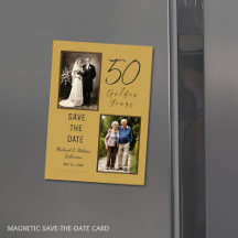 50 Golden Years Save the Date Gold Magnetic Card