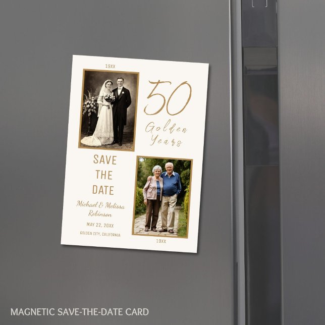 50 Golden Years Save the Date Ivory Magnetic Card (Creator Uploaded)