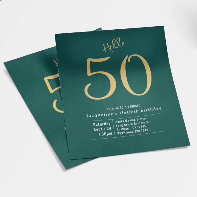 50 Green Gold Budget 50th Birthday Invitation Flyer | Zazzle