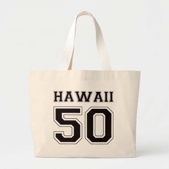 50 Hawaii - Black Large Tote Bag (Front)