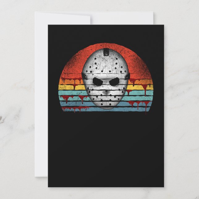 50.Horror Movie Retro Sunset Hockey Mask Save The Date (Front)