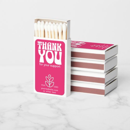 50 Hot pink Business logo Promotional Thank you Matchboxes