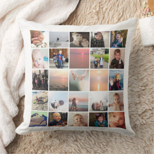 50 Instagram Photo Collage Keepsake White Throw Throw Pillow