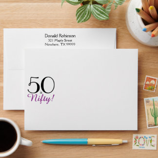 50 is Nifty! Invitation Envelope w/ Return Address
