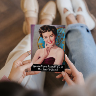 50 Is The F-Bomb Funny Retro Birthday Card