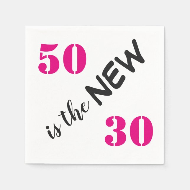 50 is the New 30 Pink Birthday Party Napkins (Front)