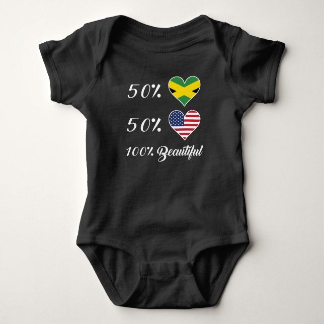 50% Jamaican 50% American 100% Beautiful Baby Bodysuit (Front)