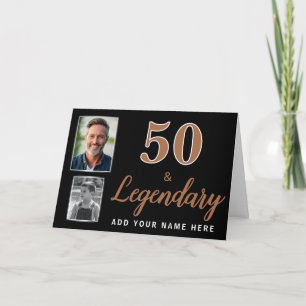 50 & Legendary 2 Photos 50th Birthday Card