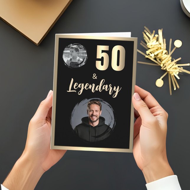 50 & Legendary 2 Photos 50th Birthday Gold Card (Creator Uploaded)