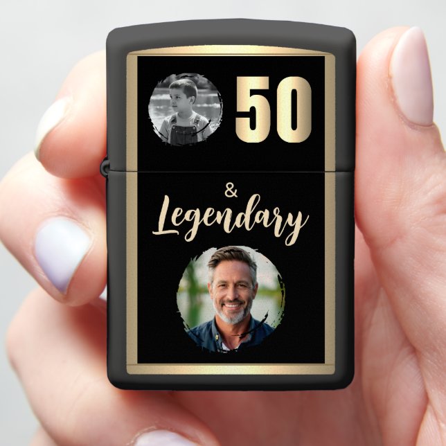 50 & Legendary 2 Photos 50th Birthday Zippo Lighter (In Hand)