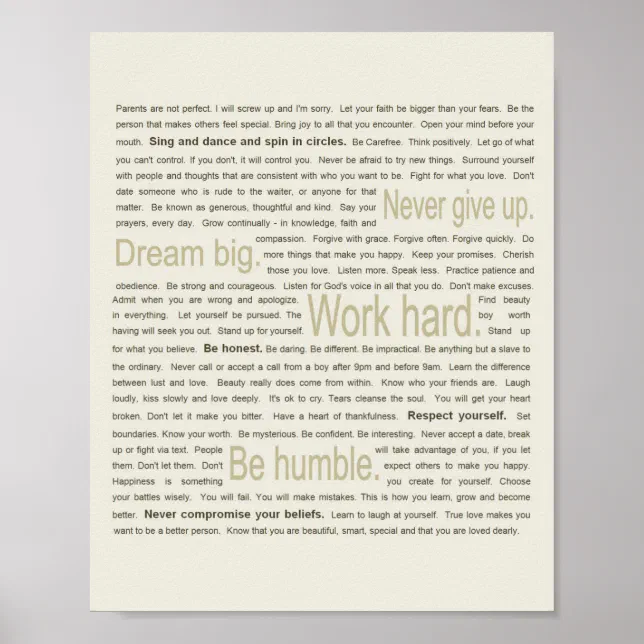 50 Life Lessons for My Daughter Poster Zazzle