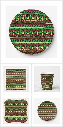 50+ Matching Geometric Kwanzaa Green Black Red