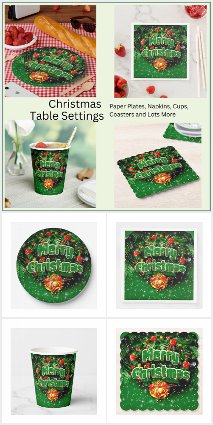 50+ Matching Green Merry Christmas Gold Bells Set