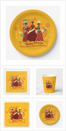 50*+ Matching Kwanzaa 3 Ladies Table Settings