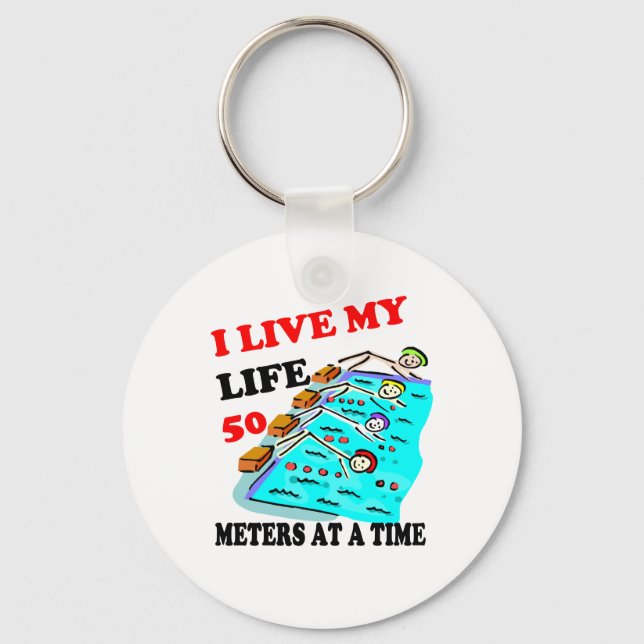 50 meters at a time keychain (Front)