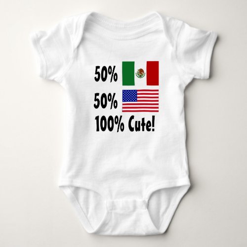 50 Mexican 50 American 100 Cute Baby Bodysuit