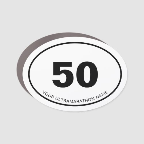 50 Mile Custom Ultramarathon Name Euro Oval Car Magnet