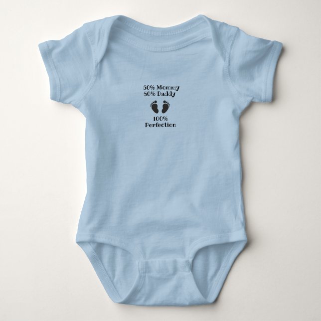 50% Mommy, 50% Daddy, 100% | Baby Footprints  Baby Bodysuit (Front)