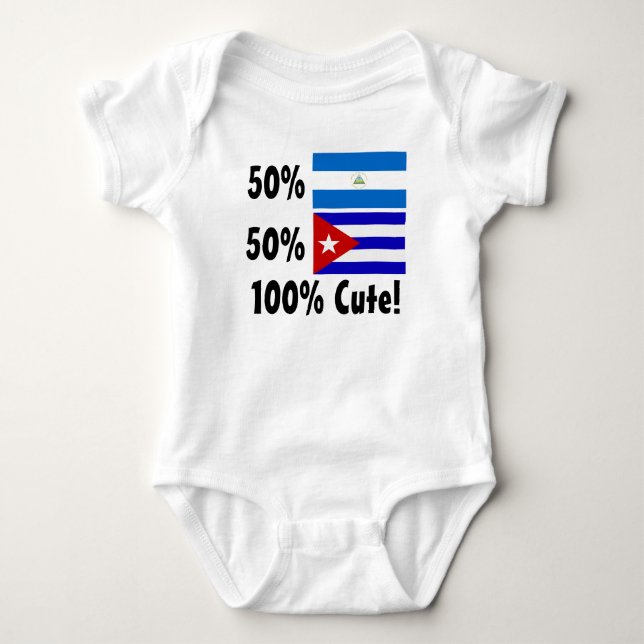 50% Nicaraguan 50% Cuban 100% Cute Baby Bodysuit (Front)
