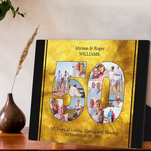 50 Number Photo Collage Golden Wedding Anniversary Plaque