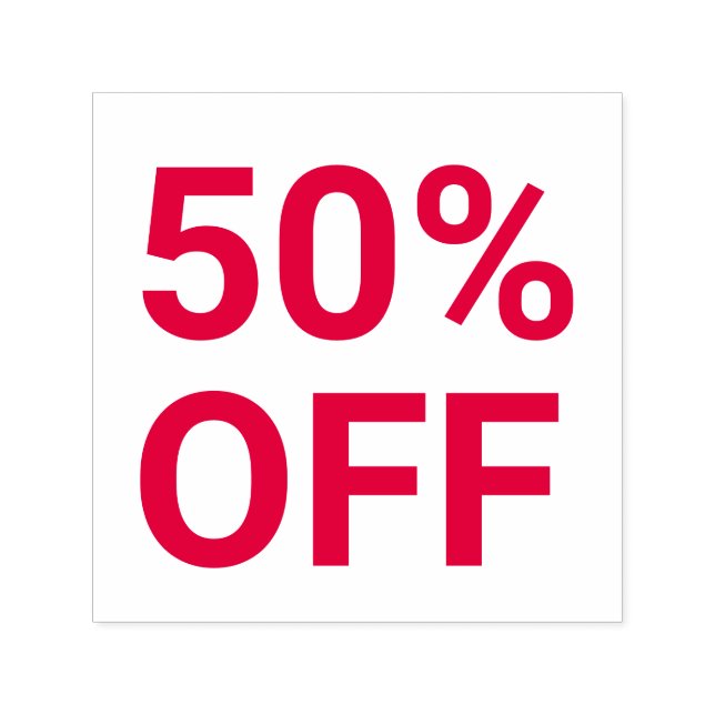 50% Off Bright Red Sale Ticket Self-inking Stamp (Design)