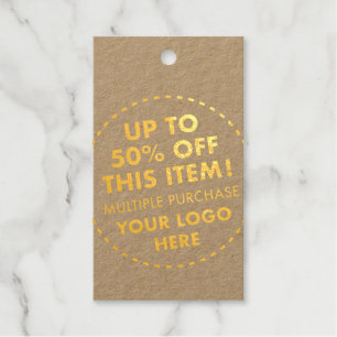 50% OFF Bulk Buy Discount Custom Gold Foil Kraft Foil Gift Tags