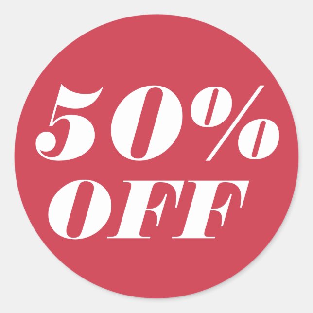50% OFF Customize Text Classic Round Sticker (Front)