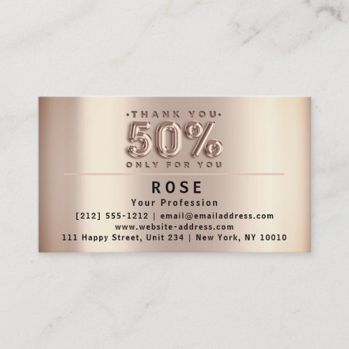 50 Off Discount Logo Thank Rose US American Flags Appointment Card