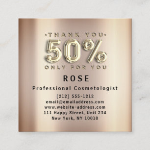 50% Off Discount Logo Thank You Rose Gold Appointment Card