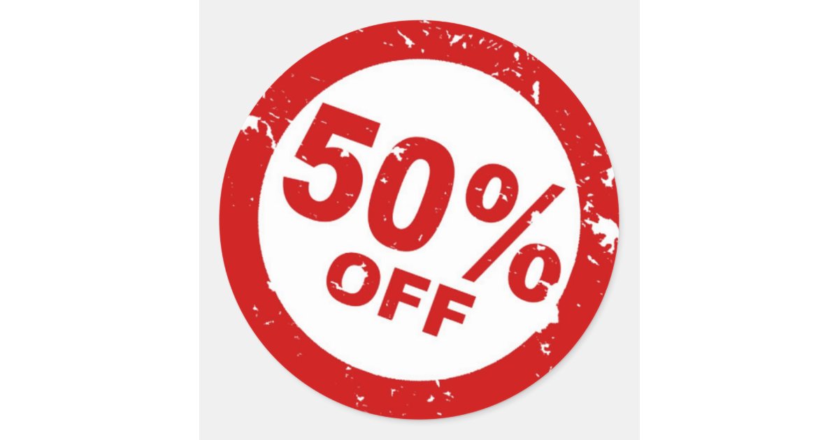 50% Off Discount Sale Round Sticker | Zazzle