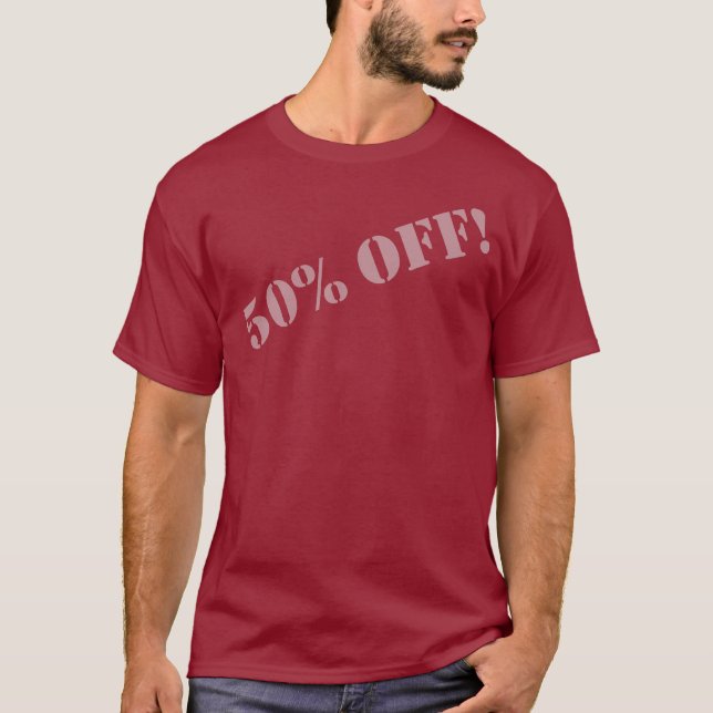 50% OFF! (Grey font-B) T-Shirt (Front)