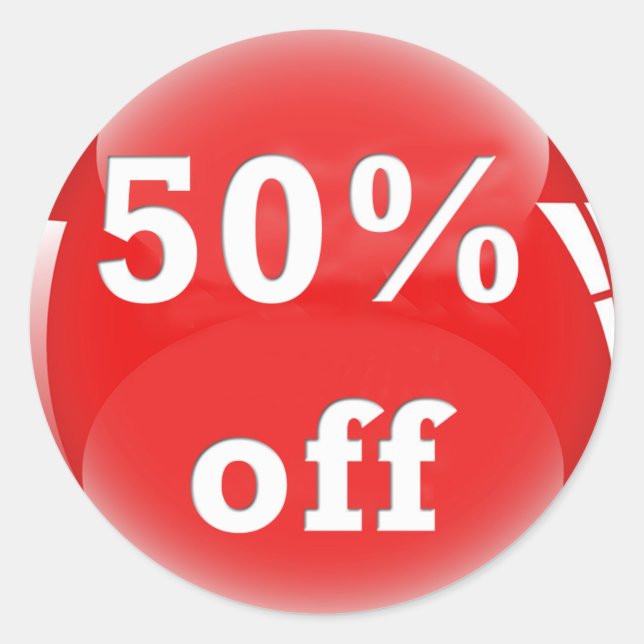 50% Off (Percent) Round Glossy Sticker (Front)
