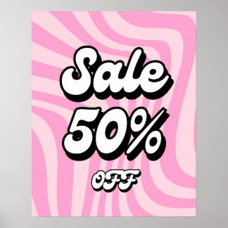 50% Off Sale Sign, Pink Retro Boutique Sale Poster