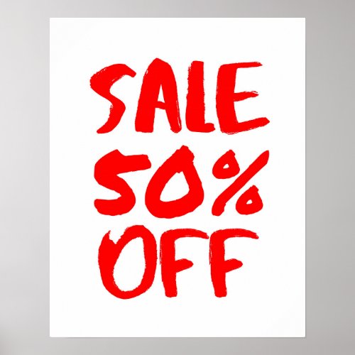 50 Off Sale Sign Red Retail Store Signage Large Poster
