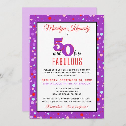 50  Oh So Fabulous Surprise Party Invite