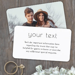 50 Pack Chic Minimalist Photo Wedding Enclosure Business Card