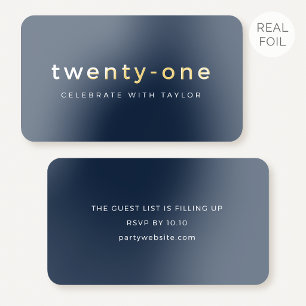 50 Pack Gold Foil 21st Birthday Mini Blue Cards