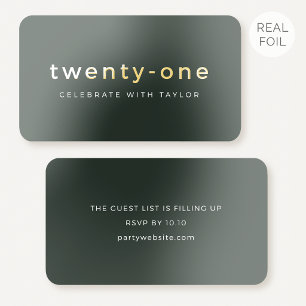 50 Pack Gold Foil 21st Mini Invite Moss Cards