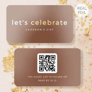 50 Pack Gold Foil Birthday Invitation Brown Cards