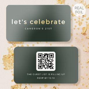 50 Pack Gold Foil Birthday Invitation Moss Cards