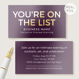 50 Pack Gold Foil Mini Invitation VIP Event Berry Business Cards