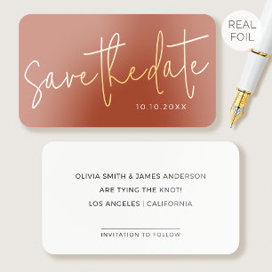 50 Pack Gold Foil Save the Date Terracotta Cards