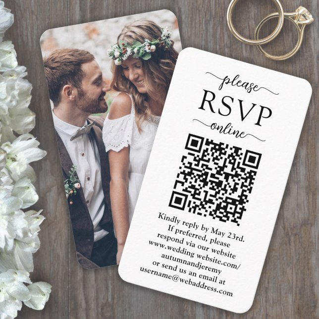 50 Pack Online QR RSVP & Photo Wedding Enclosure Business Card (Creator Uploaded)