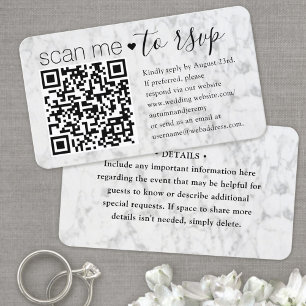 50 Pack QR RSVP & Details Faux Marble Enclosure Business Card