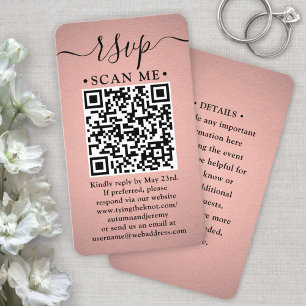 50 Pack QR RSVP Faux Rose Gold Foil Enclosure Business Card